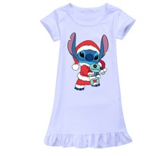 Girls Christmas Stitch Sleepwear Dress Kid Pyjamas Cozy Nightdress Nightwear Pjs