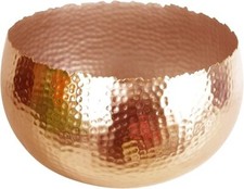 Large Curved Edge Hammered Metal Bowl, Curvy Edge, Copper, 31 cm x 21 cm