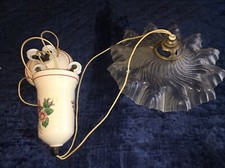 Vintage  Art Deco Glass pulley rise and fall light shade with pulley  French ?