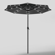 Breeins Grey 24 LED Crank Lift Garden Parasol (NO BASE)