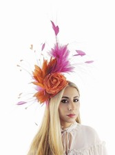 Cerise pink orange feather - cerise,