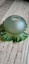 Sweetest Victorian green frilled & Frosted Glass Gas Lamp Shade,  2 cm Fitter