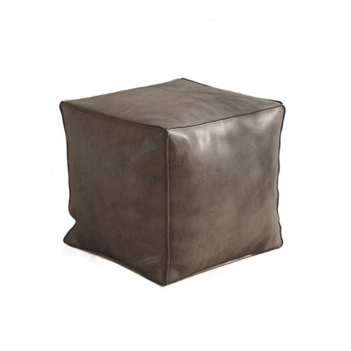 Unstuffed leather footstool - pu,