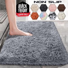 Non-Slip Bath Mat Extra Large Shaggy Bathroom Rug Water Absorbent Toilet Mats UK