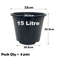 15 Litre Black Plant Pots
