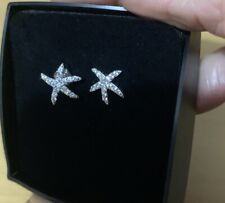 925 Silver Starfish Design Clear Stones Stud Earrings