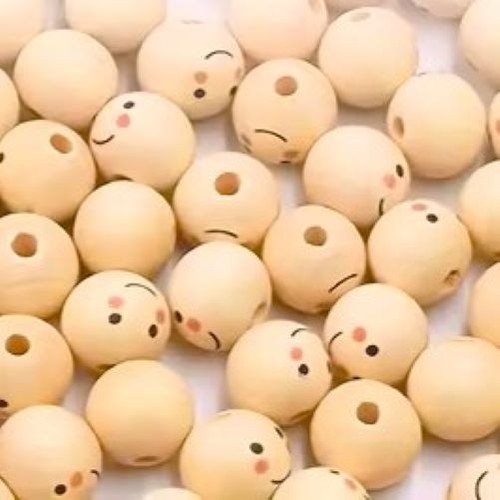 Wooden doll head beads - doll,