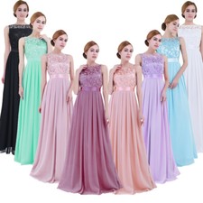 Women's Lace Chiffon Dresses Wedding Bridesmaid Evening Maxi Gowns Formal Dress