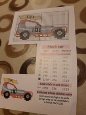 Mini stock car Design  cross stitch chart only / M23