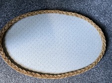 Large Oval Wicker Tray wicker sides, ply base, with Swirl Patten