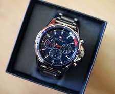 Tommy Hilfiger Navy Blue & Silver Stainless Steel Mens Watch 1791788 RRP £179