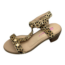 Dolcis Womens Cheetah Print Faux Ponyhair Mid Heel Shoes Sandals Size UK 4 New