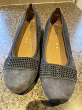 Ladies Grey Suede Low Heel
