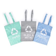 Beldray Set of 3 Recycling Bags – 44L, Waterproof, With Handles, For Home/Office