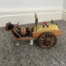 Vintage Shire Horse Pulling Straw Cart