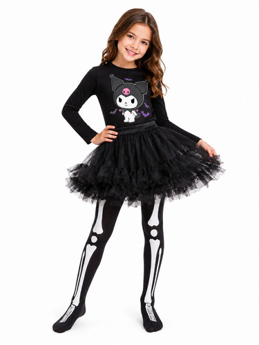 Girls black white skeleton - white,