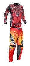 Adult motocross red kit Wulfsport race shirt  & trousers mixed design set 34-44"