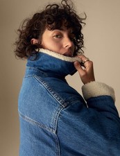 M&S - Per Una Womens Blue Cotton Faux fur Women Jacket