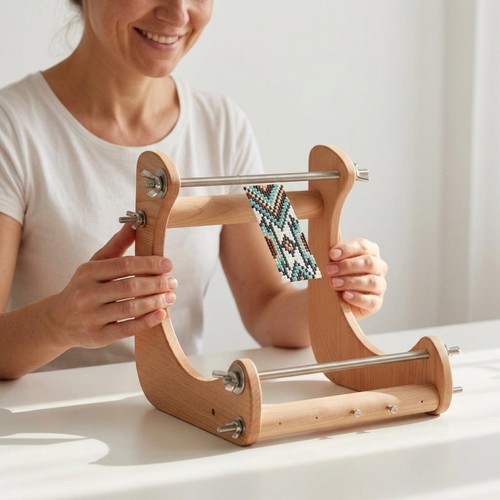 Wooden bead weaving loom - weaving,