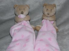 Matalan bear comforter soft toy TWO pink teddy blankie