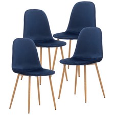 Modern Set of 4 Blue Velvet