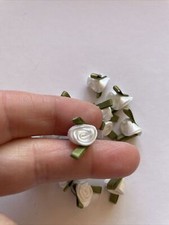 Small Mini Satin Ribbon Rose Buds with Green Leaves Applique for Crafts & Sewing