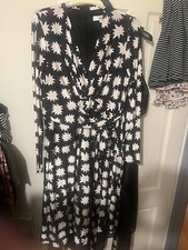 Issa London Mock Wrap Dress Size 14 Black And Cream