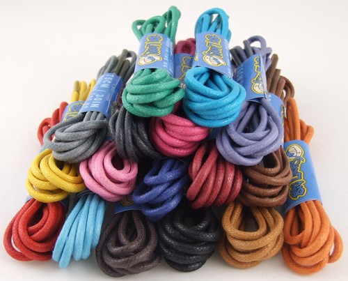 Waxed thin cotton shoe laces - waxed,