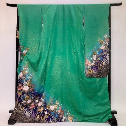 Japanese kimono furisode - kimono, green