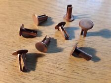 5mm x 12.5mm Bifurcated Split leg Copper plated Steel Rivets Flat Head qty 8
