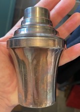 Fab Rare French Apollo Miniature 4 Inch Art deco White Metal Cocktail Shaker