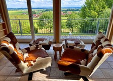 Rotating cowhide armchair - rotating,