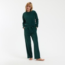 LA REDOUTE RIBBED VELOUR PYJAMAS 10 / 12 GREEN RRP £44.99