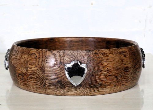 Vintage oak fruit bowl chrome - oak,
