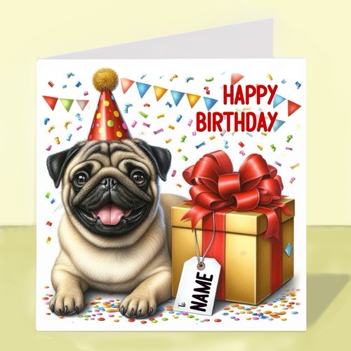 Personalised pug dog birthday - pug,