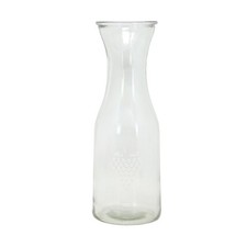 Glass Carafe Clear 1L Water Juice Jug Ergonomic Grip Embossed Grape Decanter