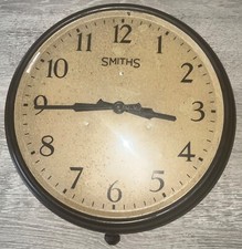 SMITHS WALL CLOCK WIND-UP BAKELITE FACTORY/RAILWAY CLOCK MID-CENTURY ANTIQUE