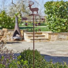 Stag Wind Weather Vane Garden Indicator Mobile Spinner Brushed Copper 170cm