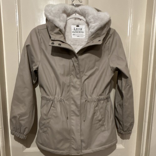 Girls beige hooded parka - f&f,