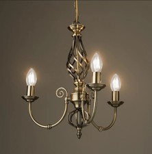 Curley 3-Light Antique Brass Traditional Twist Candle Candelabra Chandelier