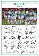 11891. 2025-26 Glasgow Celtic Signed Team Photo Sheet (PRINTED AUTOGRAPH - A4)