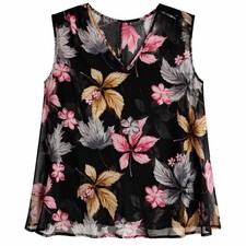 NEW Woman Black Floral Chiffon