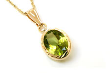 9ct Gold Peridot Pendant Oval