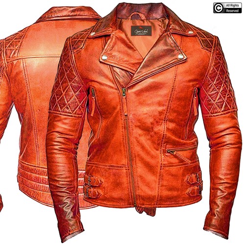 Mens orange biker motorcycle - biker,