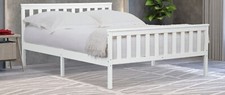 White painted wood wooden bed