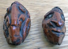*2 RARE Antique EARLY Carved