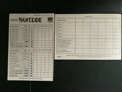 Word yahtzee games 1979 - word,