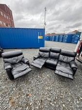 3 Seater Black Leather