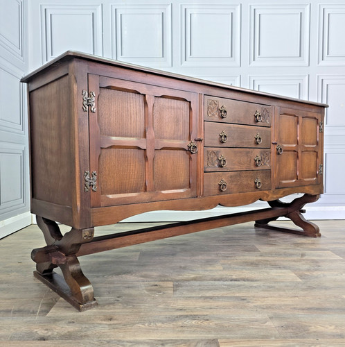 Vintage carved oak sideboard - vintage,