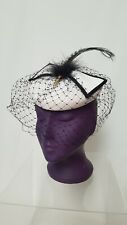 Vintage BHS Millinery black and white Hat hand trimmed with over face net